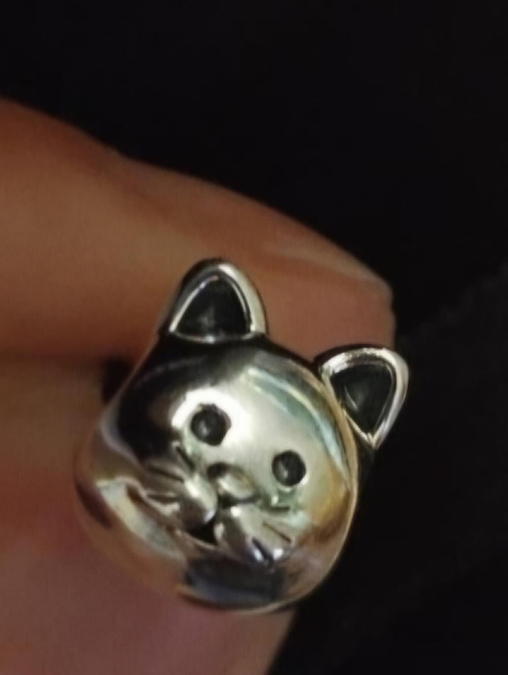 Pandora Silver Cat Face Charm in Shiny Silver
